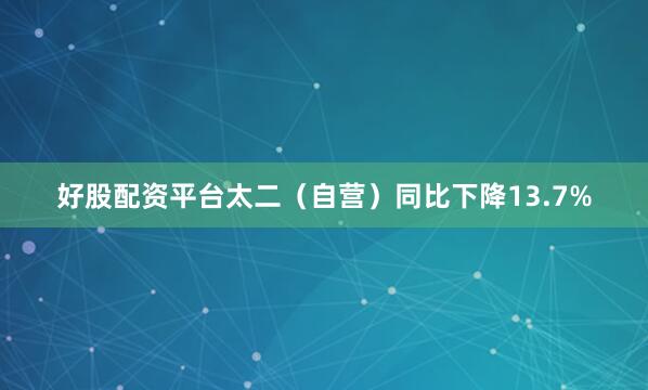 好股配资平台太二（自营）同比下降13.7%