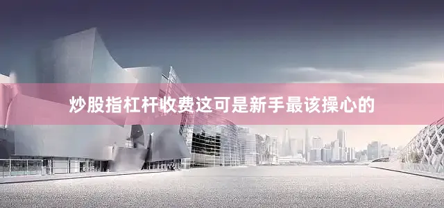 炒股指杠杆收费这可是新手最该操心的